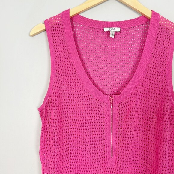 Y2K Cache Pink Mesh Sleeveless Zip Tunic Top Size Large Women's - Picture 3 of 5